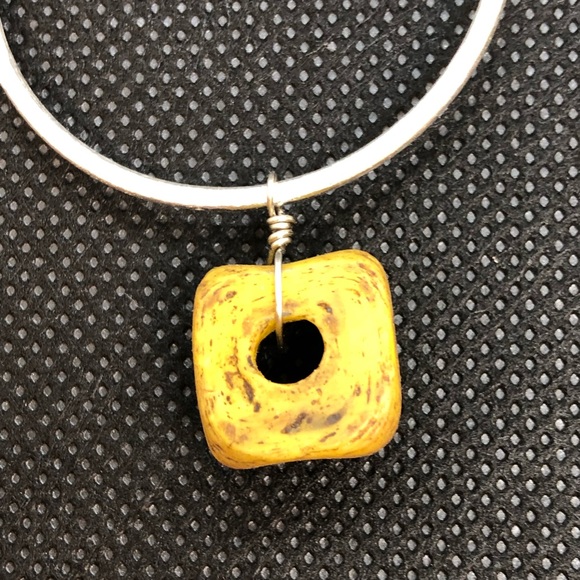 Silver Hoops with Handmade Clay Beads - Picture 3 of 5